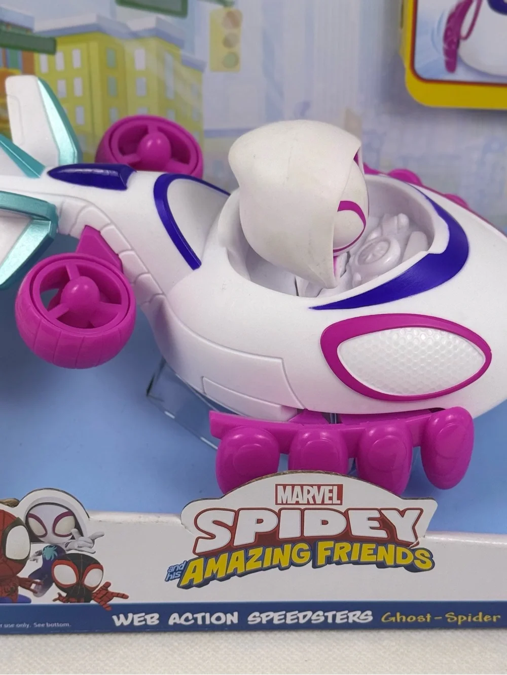 Marvel Spidey Amazing Friends Ghost-Spider White Purple Pink Toy Vehicle